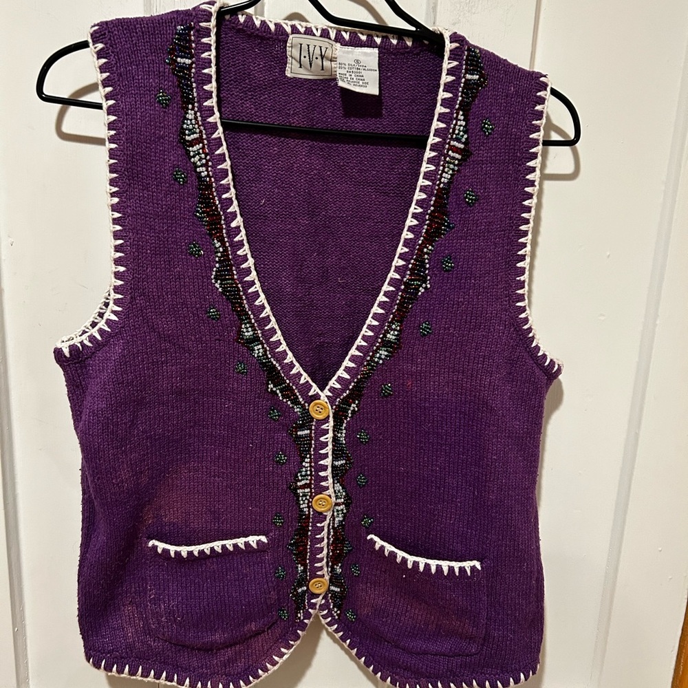 Vintage Ivy silk blend knit vest.